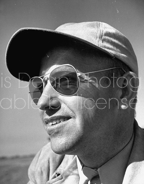 Pilot of a P-51 fighter plane, Woody Ednmundson, placing 7th in the Thompson Trophy Race.