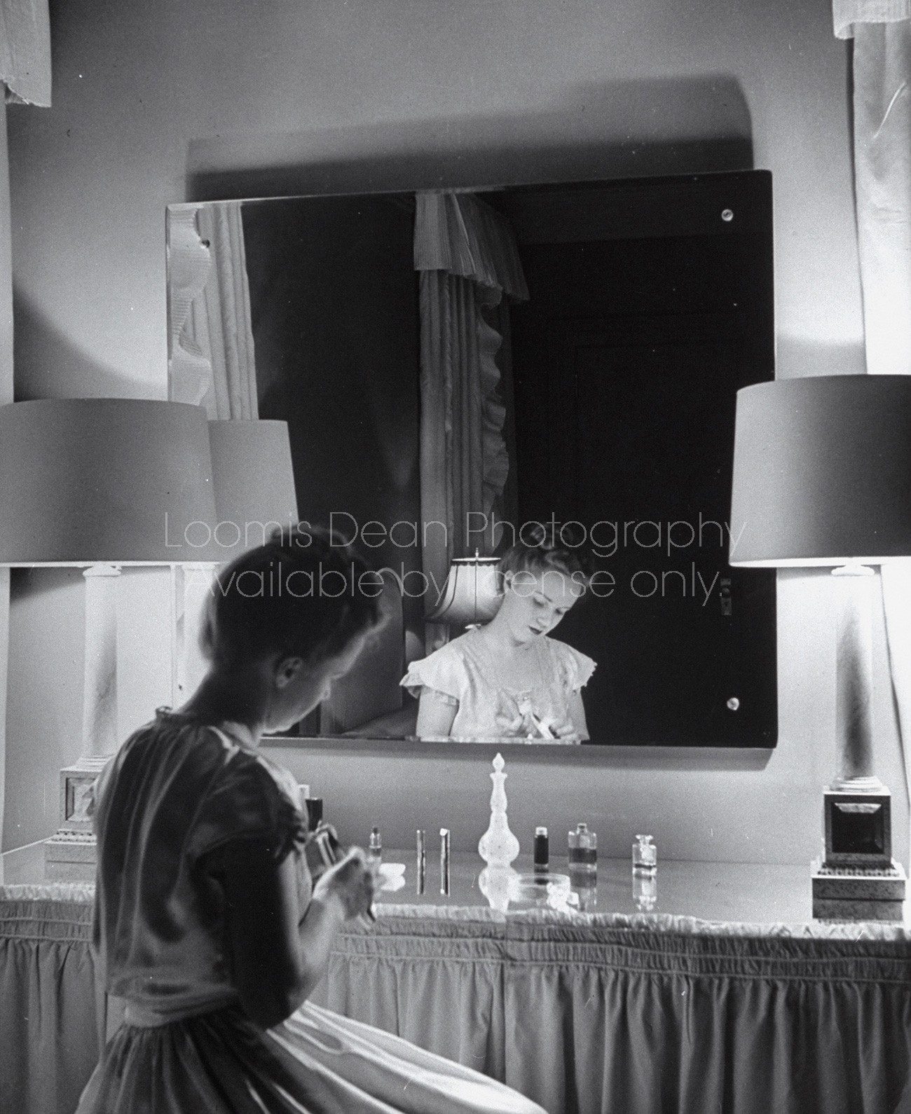 Woman getting ready.