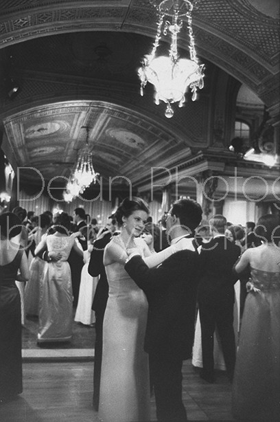 Debutante Chantal Clappier (C) attending Paris Ball and dancing with Jacques Lemarstre.