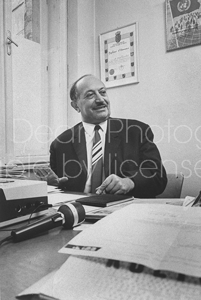 Nazi Pursuer and Author of `The Murderer's Among U', Simon Wiesenthal in his office.