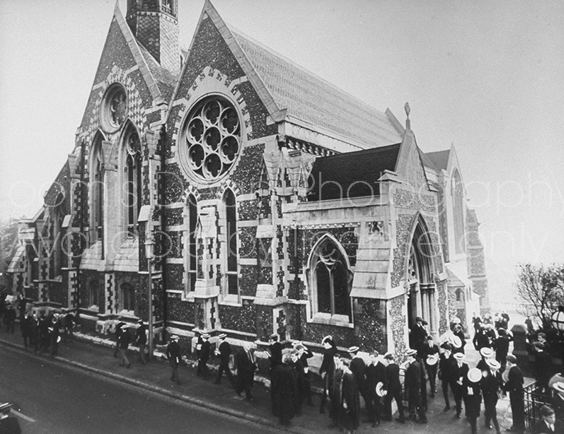The Harrow school chapel during memorial service for Sir. Winston Churchill.