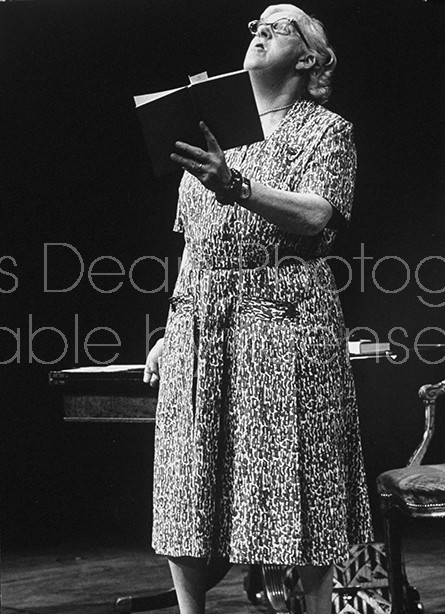 Actress Margaret Rutherford reading poetry at Chicester's Festival Theatre.