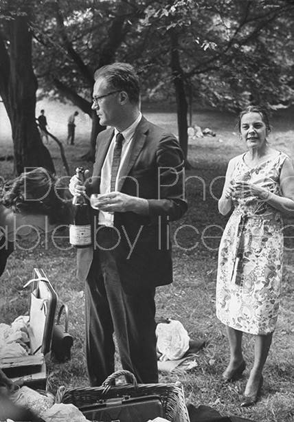 Novelist and author Mary McCarthy (R) hosting a picnic attended by poet Robert Lowell and others.