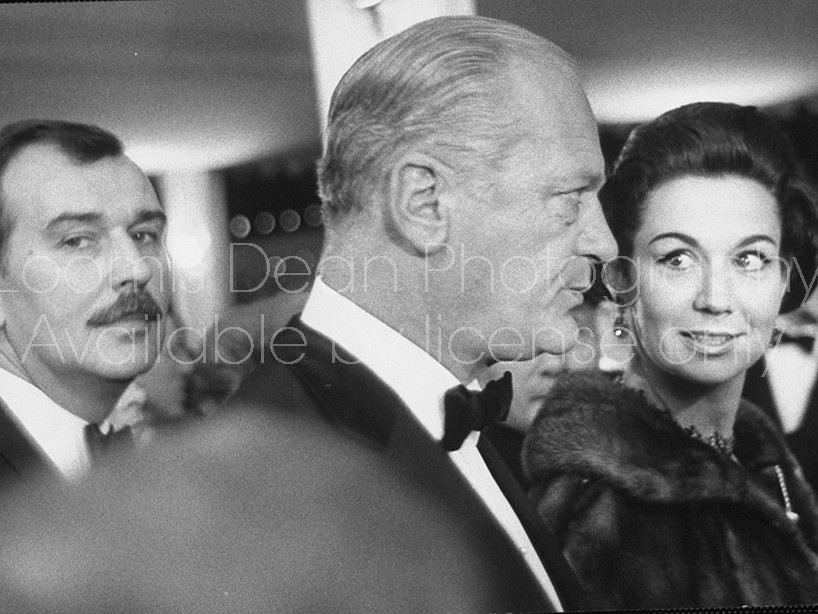 Bernard Wicki (L) and Curt Jurgens and his wife (C), at Paris premier of movie, "The Longest Day".