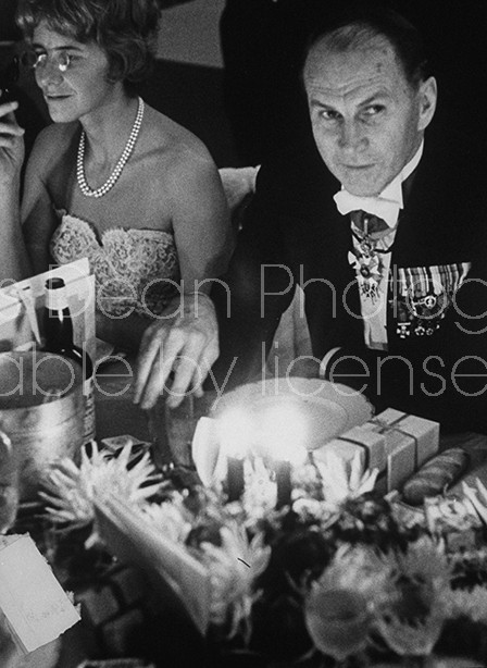 US Ambassador James Gavin (R),  attending supper after Paris premier of movie, "The Longest Day".