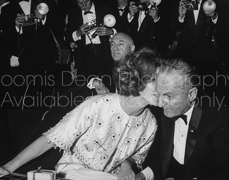 Actress Irina Demich (Fore L), Vice President Seymour Poe (C), and Producer Daryll F. Zanuck (Fore R), attending the Paris premier of the movie, "The Longest Day".