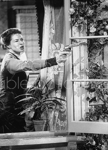 Actress Ingrid Bergman, performing a scene from the TV show "Hedda Gabler".