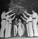 Couple leaving West Point chapel after their wedding.