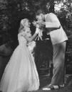 Debutante Betty Scudder wearing a long flowing dress.