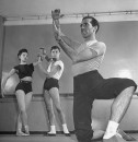Jerome Robbins (R) dancing during rehearsal.