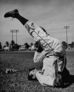 Pittsburg Pirates baseball player Hank Greenberg doing calisthenics exercises.
