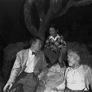 "The Treasure of the Sierra Madre" director John Huston (L) with his adopted son and his father, actor Walter Huston on location of the film.