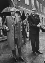 British Tories Harold MacMillan (L) and Quintin Hogg (R) leaving  Church House after the election of Edward Heath as the leader of Conservative Party.