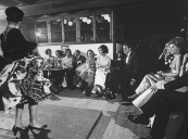 Flamenco dancer entertaining Spanish Duchess of Alba and her guests at exclusive party.