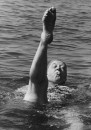 Actress Margaret Rutherford swimming near her home.