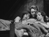 Actor Peter O'Toole (C) performing in scene from the play "Baal" with actresses Kate Binchy (L) and Annette Robertson.