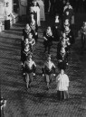 Swiss and noble guards leading procession of delegates at 2nd Vatican Council in Rome.