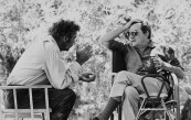 (L-R) Actor Burt Lancaster conferring with director Luchino Visconti  during break in filming of "The Leopard."