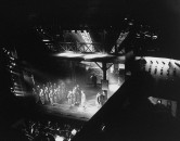 A dark scene from the London play "The Blitz".
