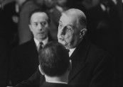 French Premier Michel Debre (L) with French President Charles De Gaulle (R).