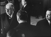 French Premier Michel Debre (L) with President Charles de Gaulle (R).