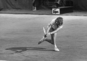 Tennis player Bjorn Borg playing a game of tennis.