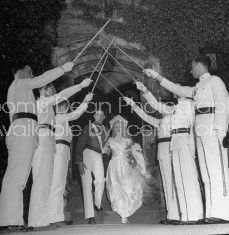 Couple leaving West Point chapel after their wedding.