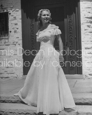 Debutante Harriet Peters wearing a long flowing dress.