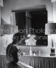 Woman getting ready.