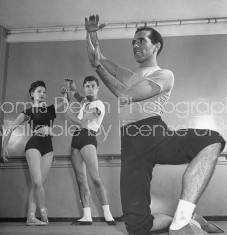Jerome Robbins (R) dancing during rehearsal.