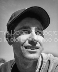 Close-up of baseball player Victor Buccola.