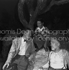 "The Treasure of the Sierra Madre" director John Huston (L) with his adopted son and his father, actor Walter Huston on location of the film.