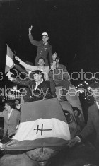 French crowd demonstrating for Charles de Gaulle.