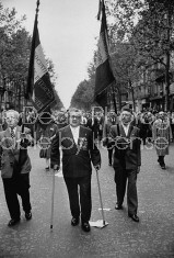 Parade of World War II vets in Paris demonstrating against Charles de Gaulle.