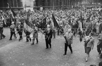 Parade of World War II vets in Paris demonstrating against Charles de Gaulle.