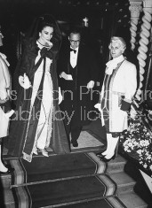 Jacqueline De Ribes (L) wearing Loaroche costume at the Libo opening in Paris.