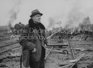 United Artist speacial effects man Lee Zavitz, on location for explosion scene in film "The Train".