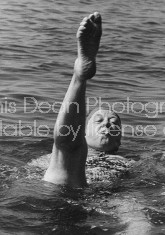 Actress Margaret Rutherford swimming near her home.