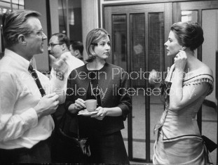 Co-producer Lars Schmidt (L, Fore), Jenny Ann Lundstrrom (C), and Ingrid Bergman (R), taking a break in the tea lounge of BBC's TV center.