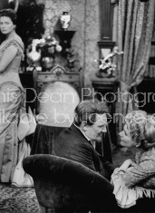 Actress Ingrid Bergman (L), actor Trevor Howard (C), and actress Dilys Hamlett (R), performimng a scene from the TV show "Hedda Gabler".