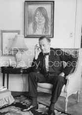 British mystery writer Ian Fleming at his home.